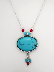 B224- Oval Shaped Pendant with Turquoise Stone