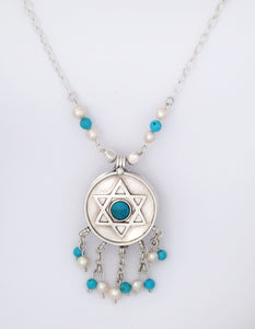 F1- Silver amulet with Star of David and Pearls