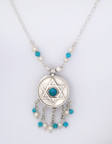 F1- Silver amulet with Star of David and Pearls