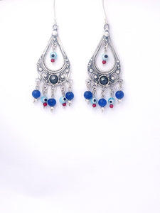 E69.3-  Silver Filigree Earrings with Hematite Stone