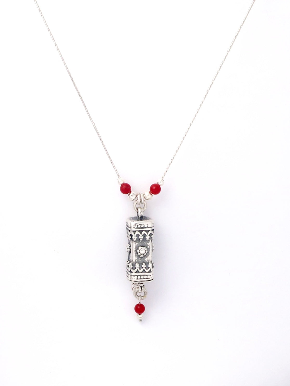 A7- Medium Mezuzah with Carnelian Beads