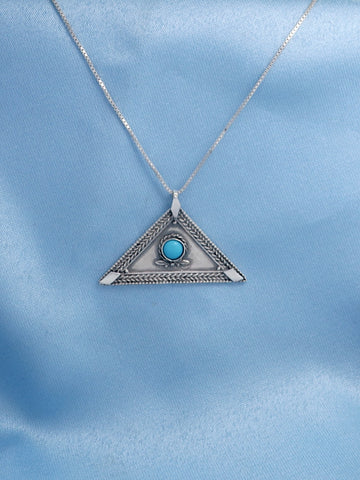 B48-  Triangle Pendant with Multiple Stones - Zehava Jewelry