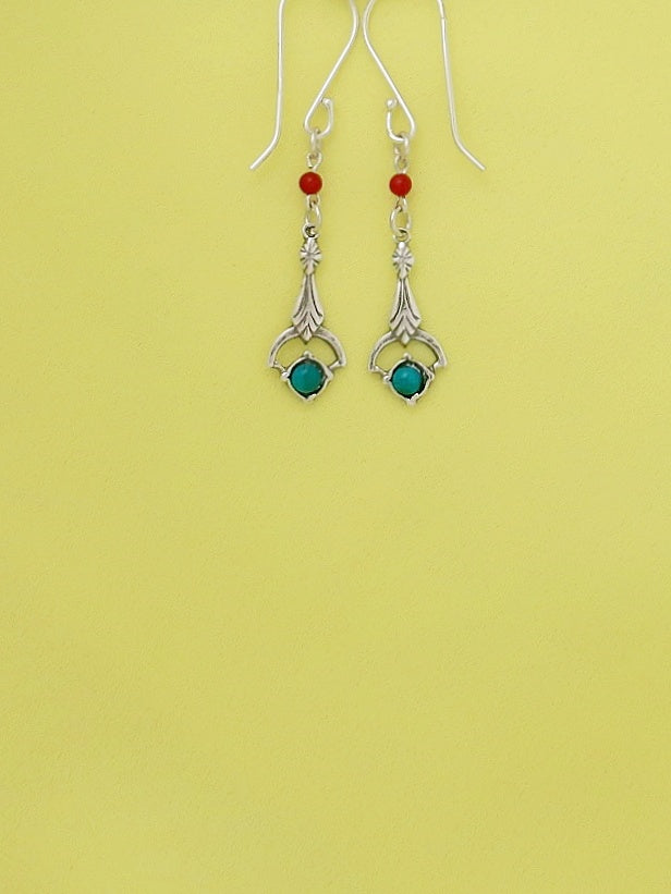 E79- Silver Earrings with Turquoise Stone