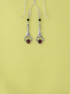 E79- Silver Earrings with Garnet Stone