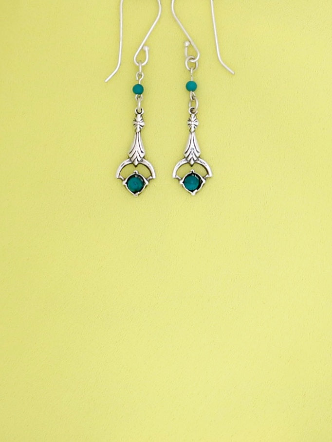 E79- Silver Earrings with Agate Stone