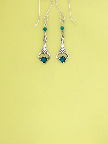 E79- Silver Earrings with Agate Stone