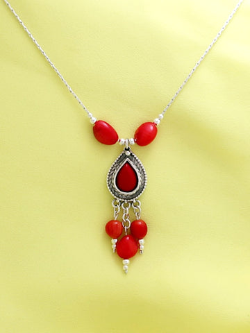 B24- Drop Silver Necklace