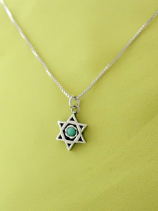 B43.1- David's Star Pendant with Pale Turquoise Stone