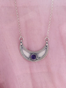 B61- Moon Pendant with Amethyst Stone