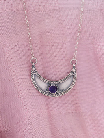 B61- Moon Pendant with Amethyst Stone