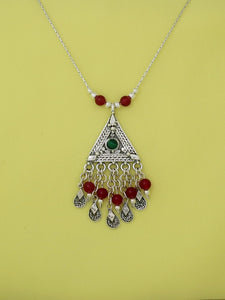 B118- Pyramid Necklace with Carnelian Beads