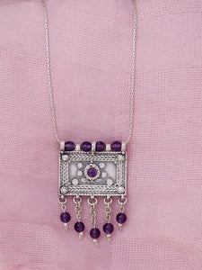 B120- Silve Necklace with Amethyst Stone