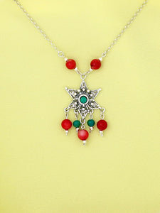 B133- Flower Filigree Pendant with Turquoise Stone