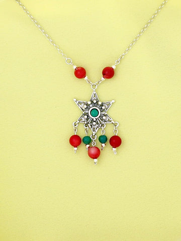 B133- Flower Filigree Pendant with Turquoise Stone