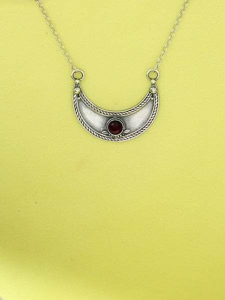 B61- Moon Pendant with Multiple Stones - Zehava Jewelry