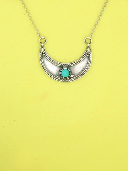 B61- Moon Pendant with Multiple Stones - Zehava Jewelry