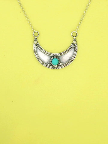 B61- Moon Pendant with Multiple Stones - Zehava Jewelry