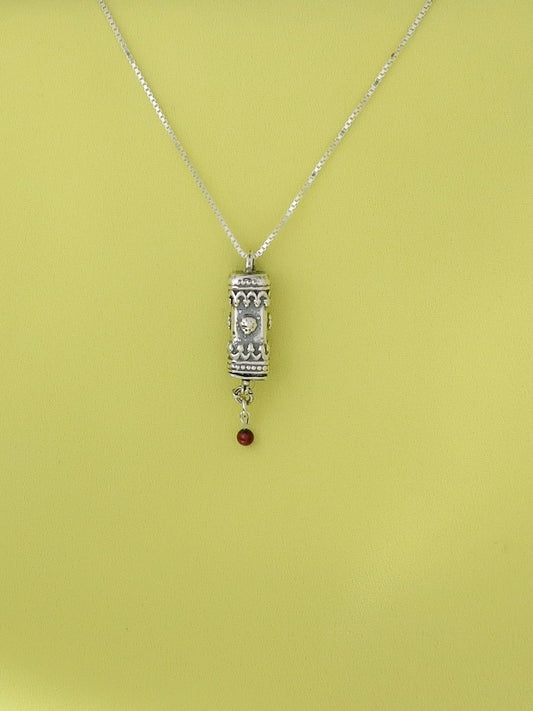 A8- Medium Mezuzah with Garnet bead