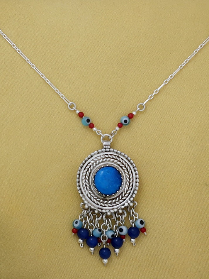 B131- Silver Necklace with Agate Stone