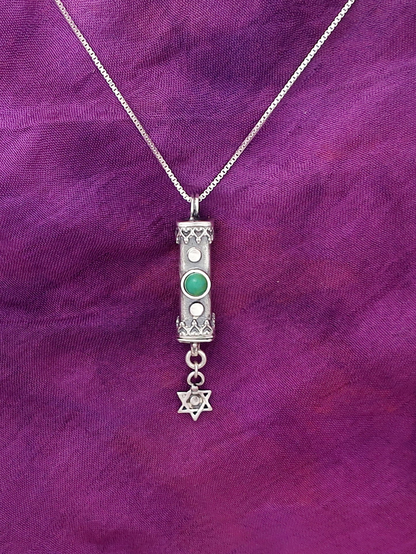 A9- Medium Mezuzah with David's Star (multiple stones)