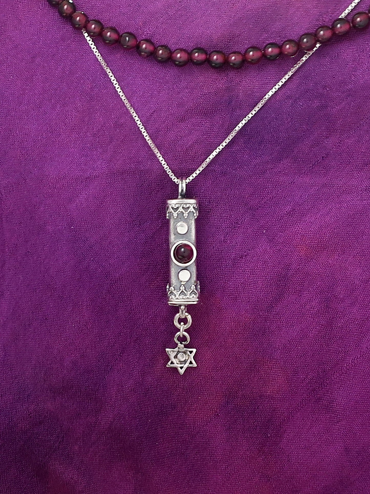 A9- Medium Mezuzah with David's Star (multiple stones)