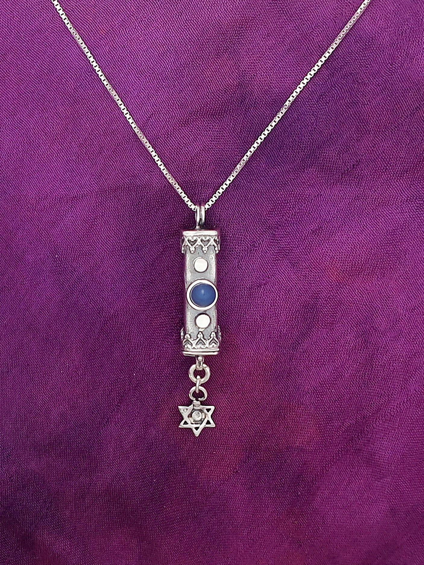 A9- Medium Mezuzah with David's Star (multiple stones)