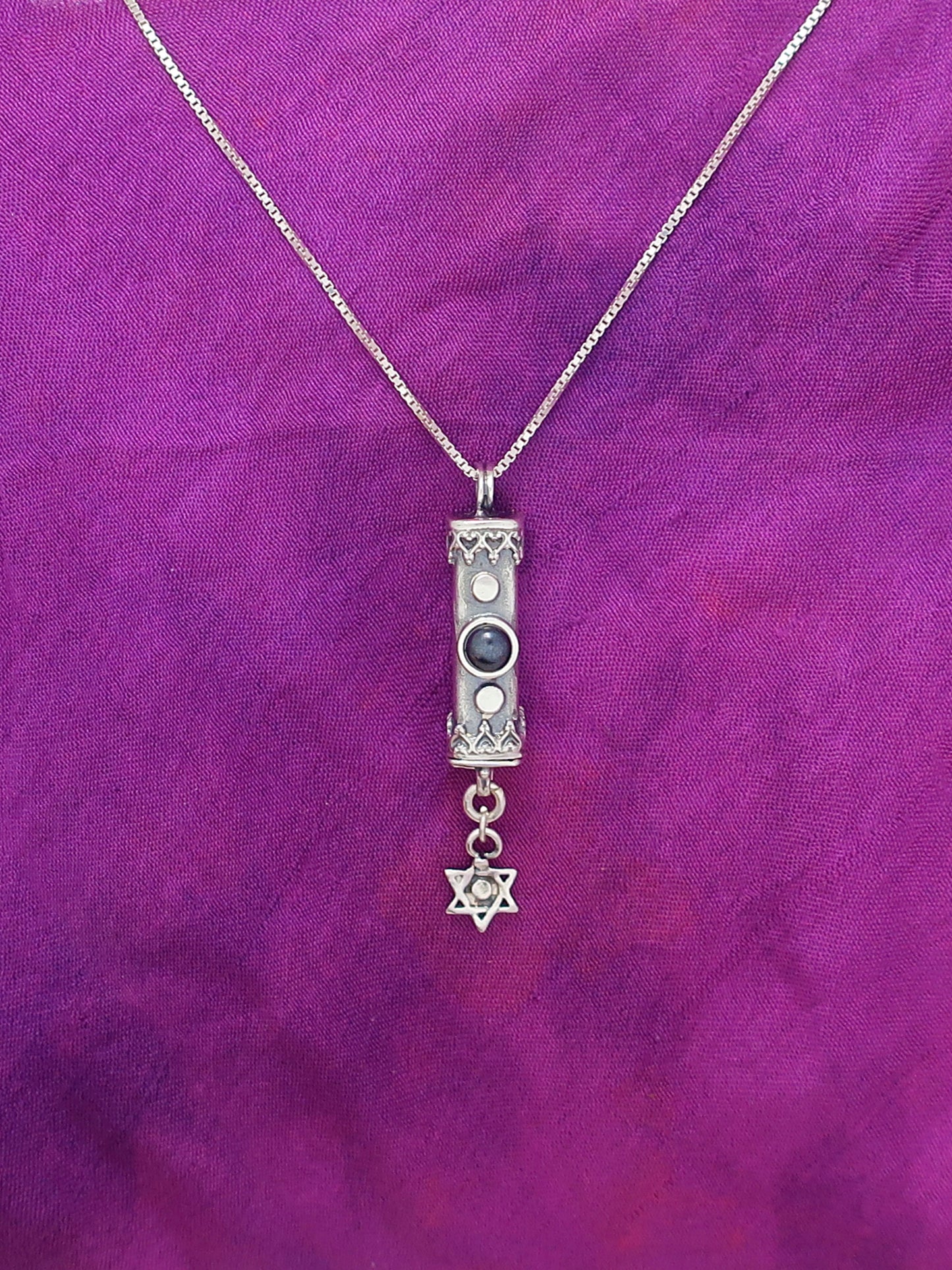 A9- Medium Mezuzah with David's Star (multiple stones)