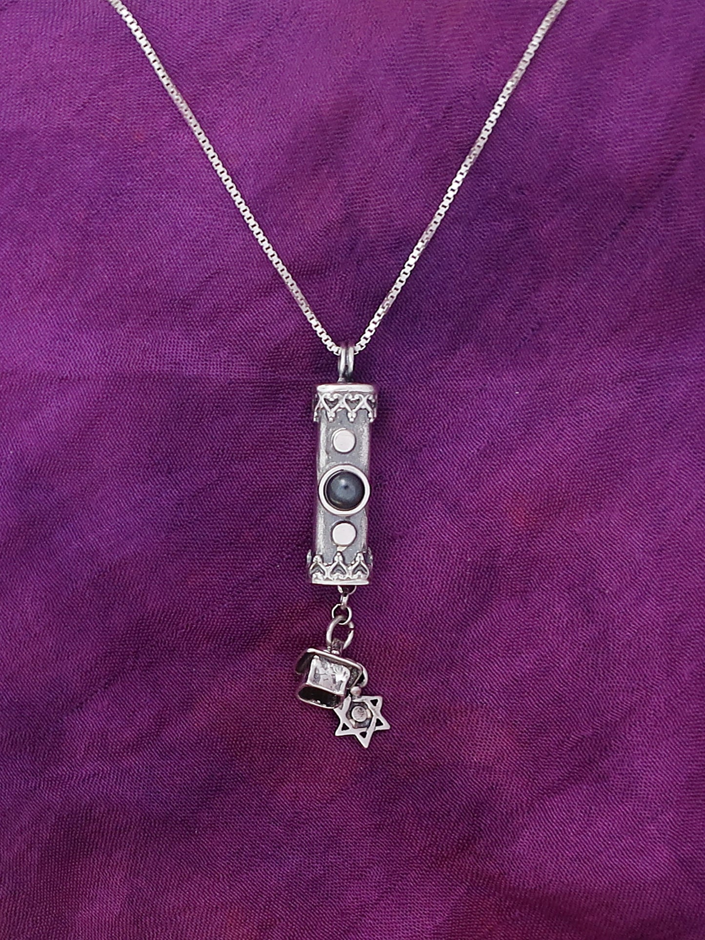 A9- Medium Mezuzah with David's Star (multiple stones)