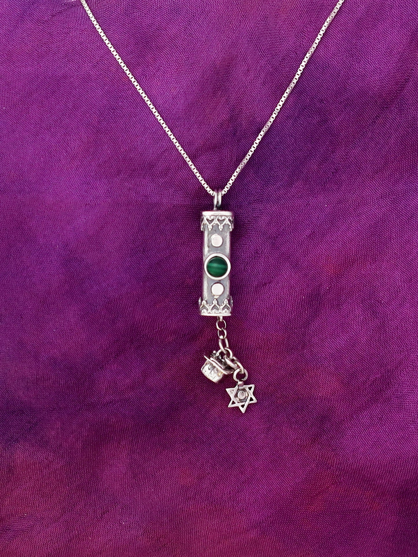 A9- Medium Mezuzah with David's Star (multiple stones)