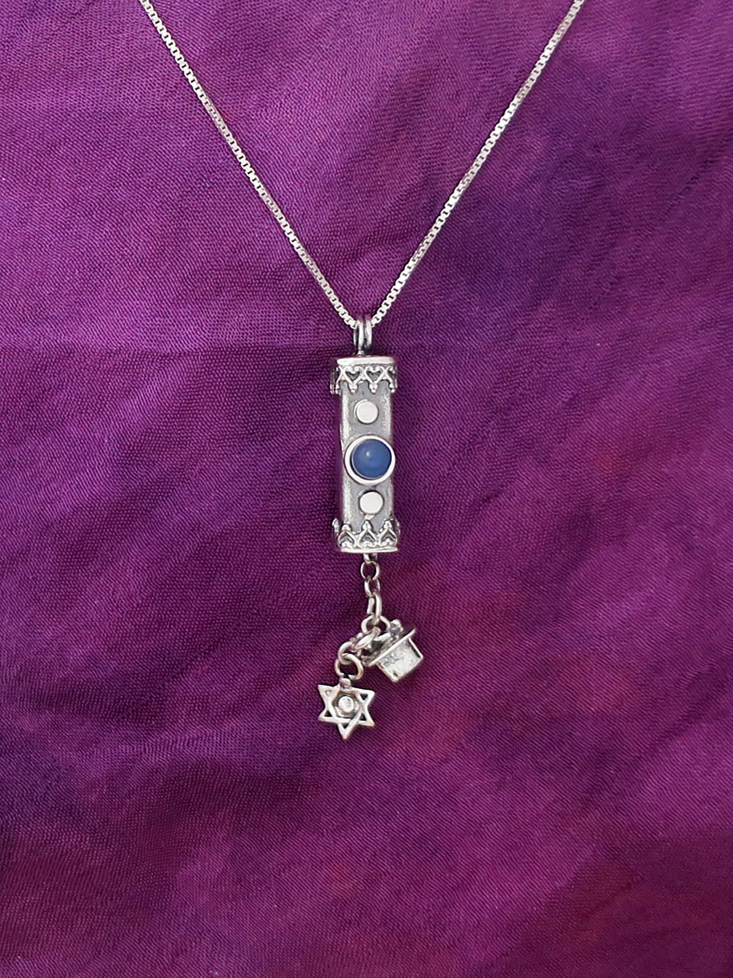A9- Medium Mezuzah with David's Star (multiple stones)