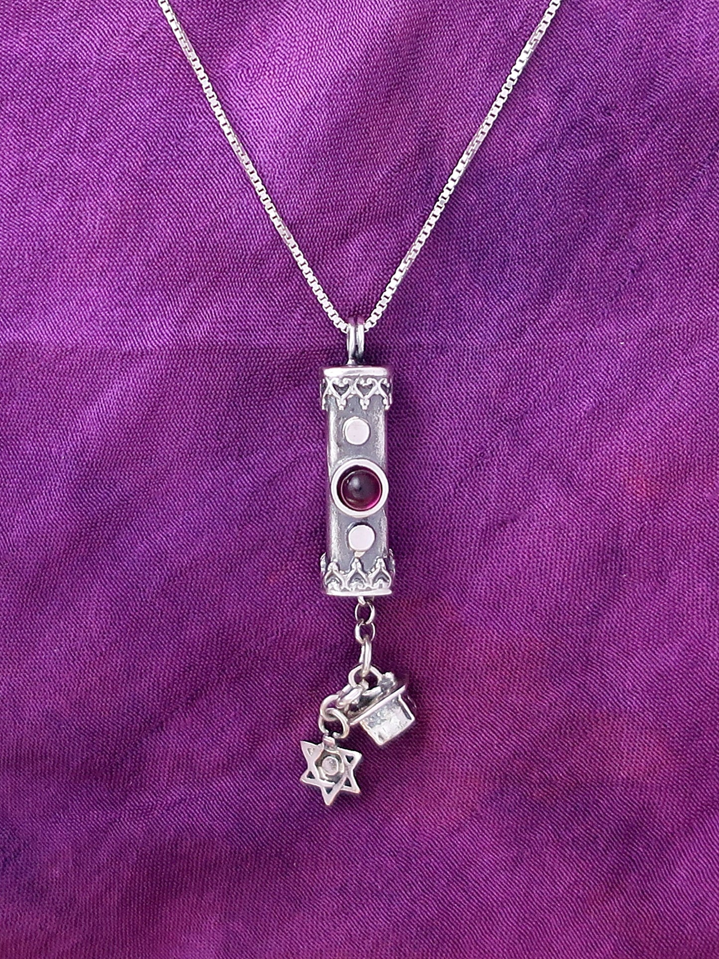 A9- Medium Mezuzah with David's Star (multiple stones)