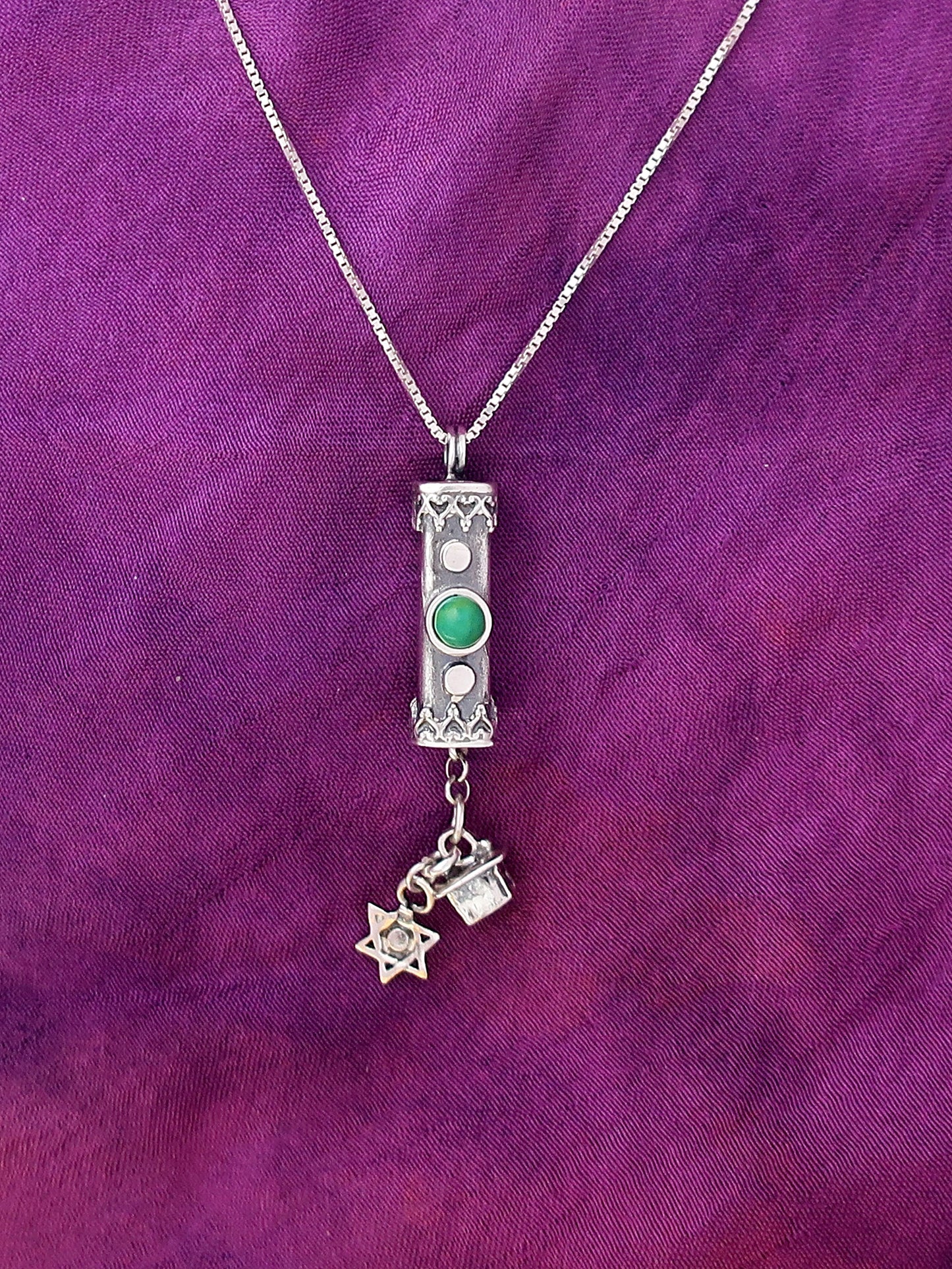 A9- Medium Mezuzah with David's Star (multiple stones)