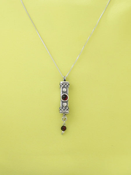 A10- Medium Mezuzah with Garnet Stone