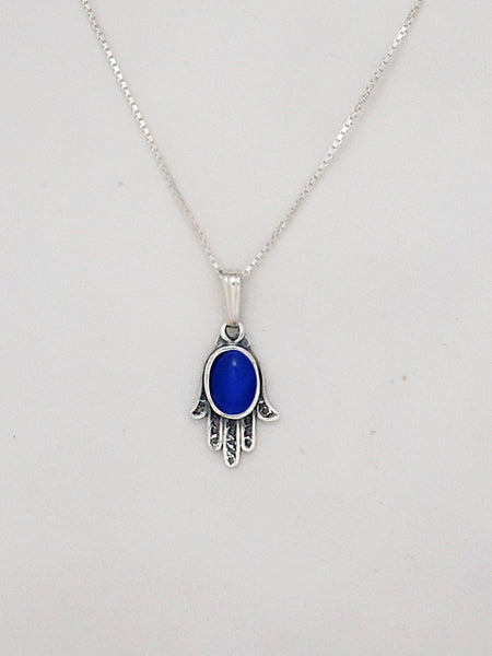 B15- Small Hamsa Pendant with  Multiple Stones - Zehava Jewelry