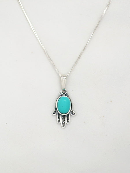 B15- Small Hamsa Pendant with  Multiple Stones - Zehava Jewelry