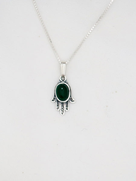 B15- Small Hamsa Pendant with  Multiple Stones - Zehava Jewelry