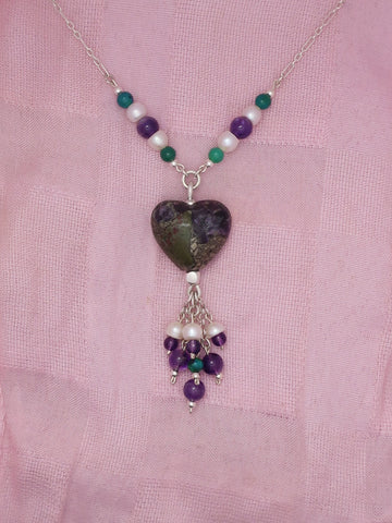 B149- Wild Jasper Heart Necklace