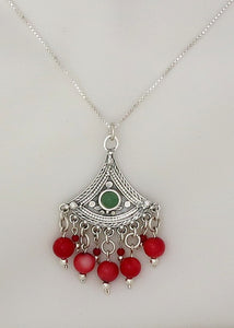 B153- Silver Necklace with Aventurine Stone