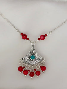 B154- Silver Necklace with Turquoise Stone