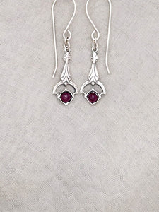 E24-  Silver Earrings with Garnet/ Turquoise Stone - Zehava Jewelry