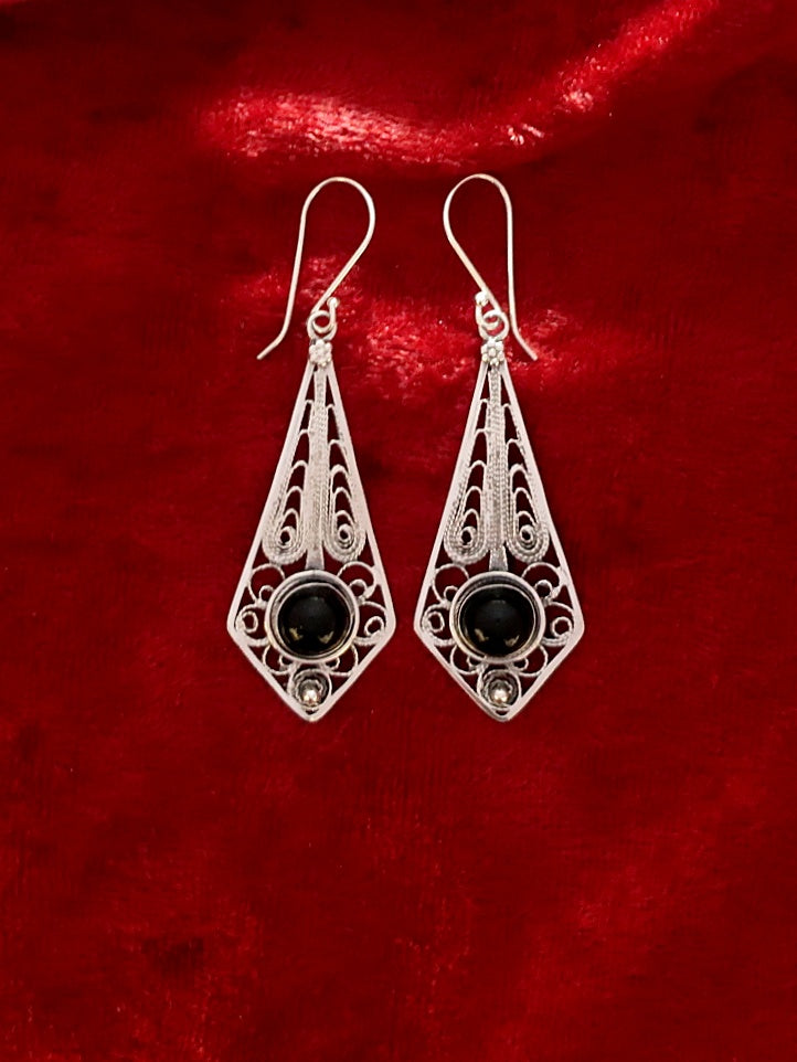 E89-  Silver Filigree Earrings