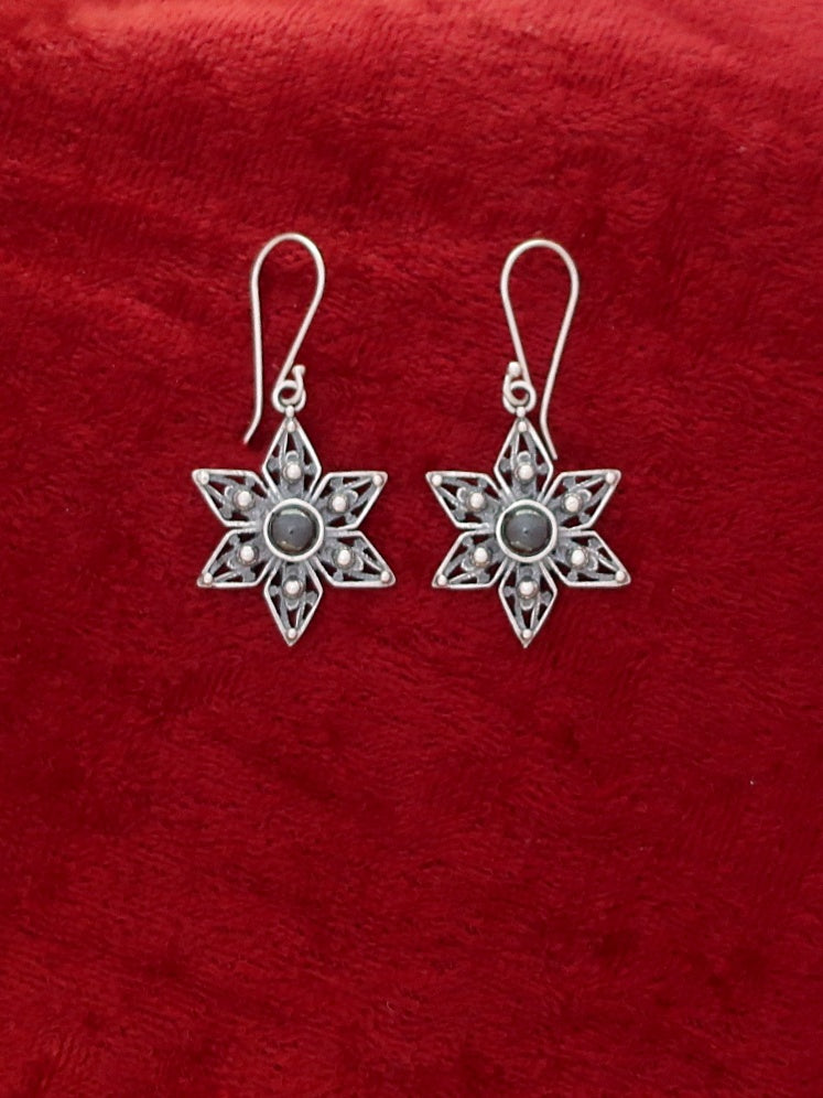 E43- Silver Flowers Earrings