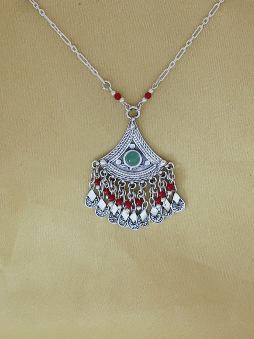 B103- Silver Necklace with Aventurine Stone