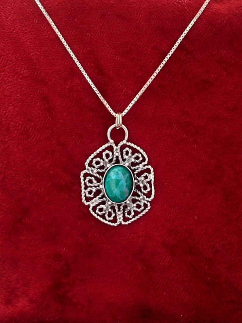 B161- Oval Pendant with Turquoise Stone