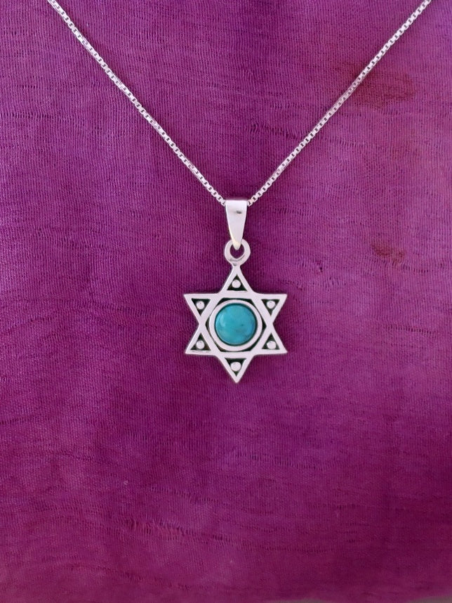 B6- David's Star Pendant with Multiple Stone - Zehava Jewelry