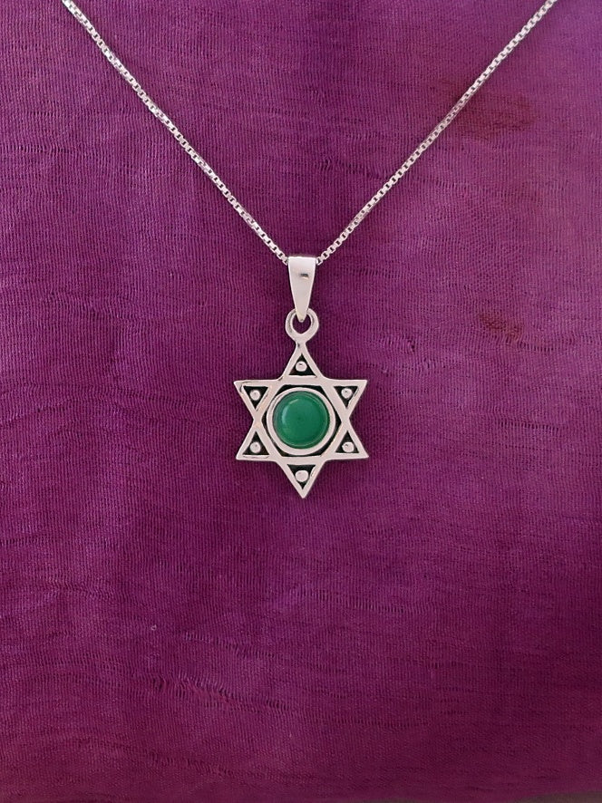 B6- David's Star Pendant with Multiple Stone - Zehava Jewelry