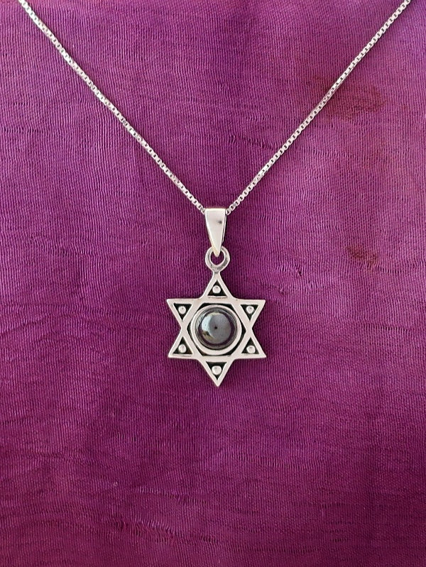 B6- David's Star Pendant with Multiple Stone - Zehava Jewelry