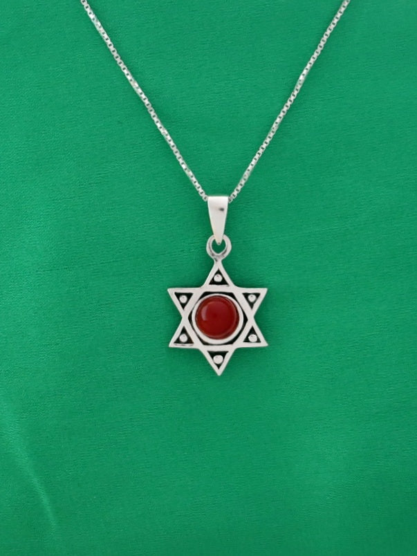 B6- David's Star Pendant with Multiple Stone - Zehava Jewelry