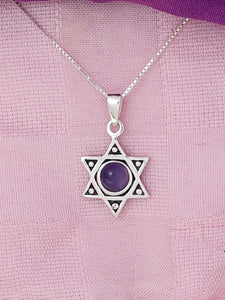 B6- David's Star Pendant with Multiple Stone - Zehava Jewelry