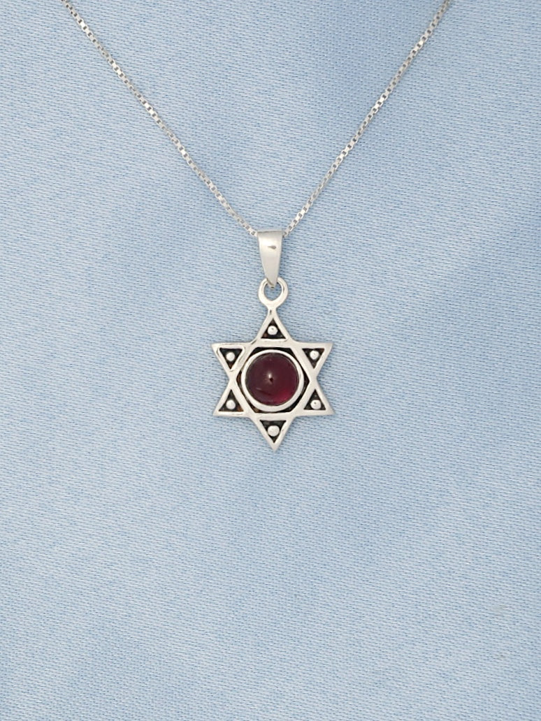 B6- David's Star Pendant with Multiple Stone - Zehava Jewelry